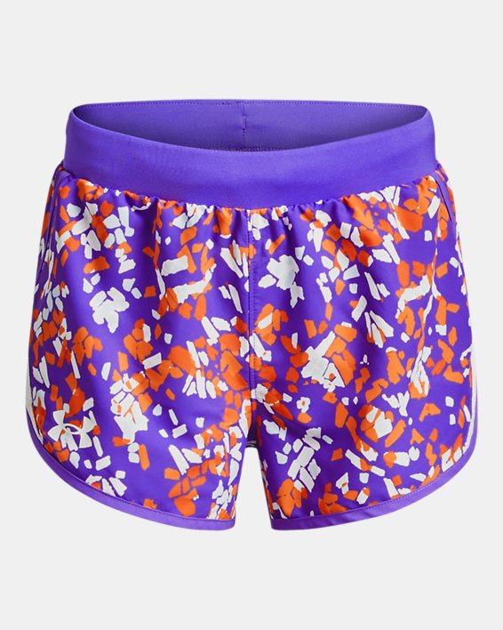 Girls' UA Fly-By Printed Shorts, Purple, pdpMainDesktop image number 0